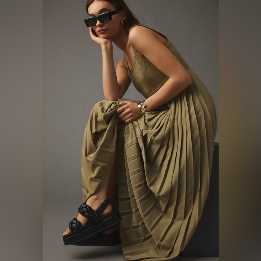 Anthropologie Mare Mare Pleated Knit Top Maxi Dress - Picture 4 of 14